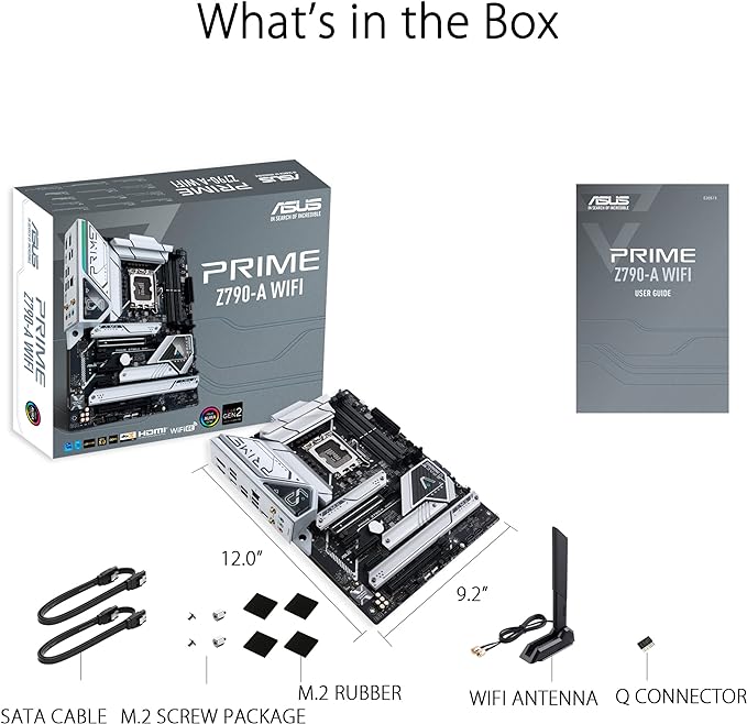 ASUS Prime Z790-A WiFi 6E LGA 1700(Intel®13th&12th) ATX Motherboard (16+1 DrMOS, PCIe 5.0,DDR5,4X M.2 Slots,2.5 Gb LAN,USB 3.2 Gen 2 Front Panel Type-C, Thunderbolt™ 4/USB4, DP) ASUS Prime Z790-A WiFi 6E LGA 1700(Intel®13th&12th) ATX Motherboard (16+1 DrMOS, PCIe 5.0,DDR5,4X M.2 Slots,2.5 Gb LAN,USB 3.2 Gen 2 Front Panel Type-C, Thunderbolt™ 4/USB4, DP)